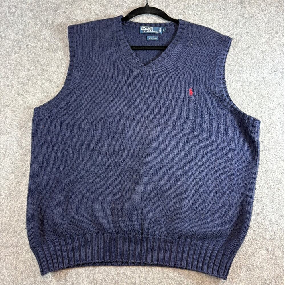 Polo Ralph Lauren Sweater Vest Mens Blue Pullover Golf Performance Preppy Large